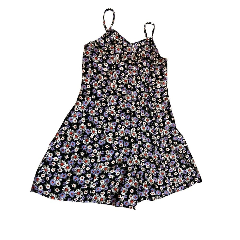 Art Class Youth Y2K Babydoll Spaghetti Strap Romper XL (14) Floral Black Preppy
